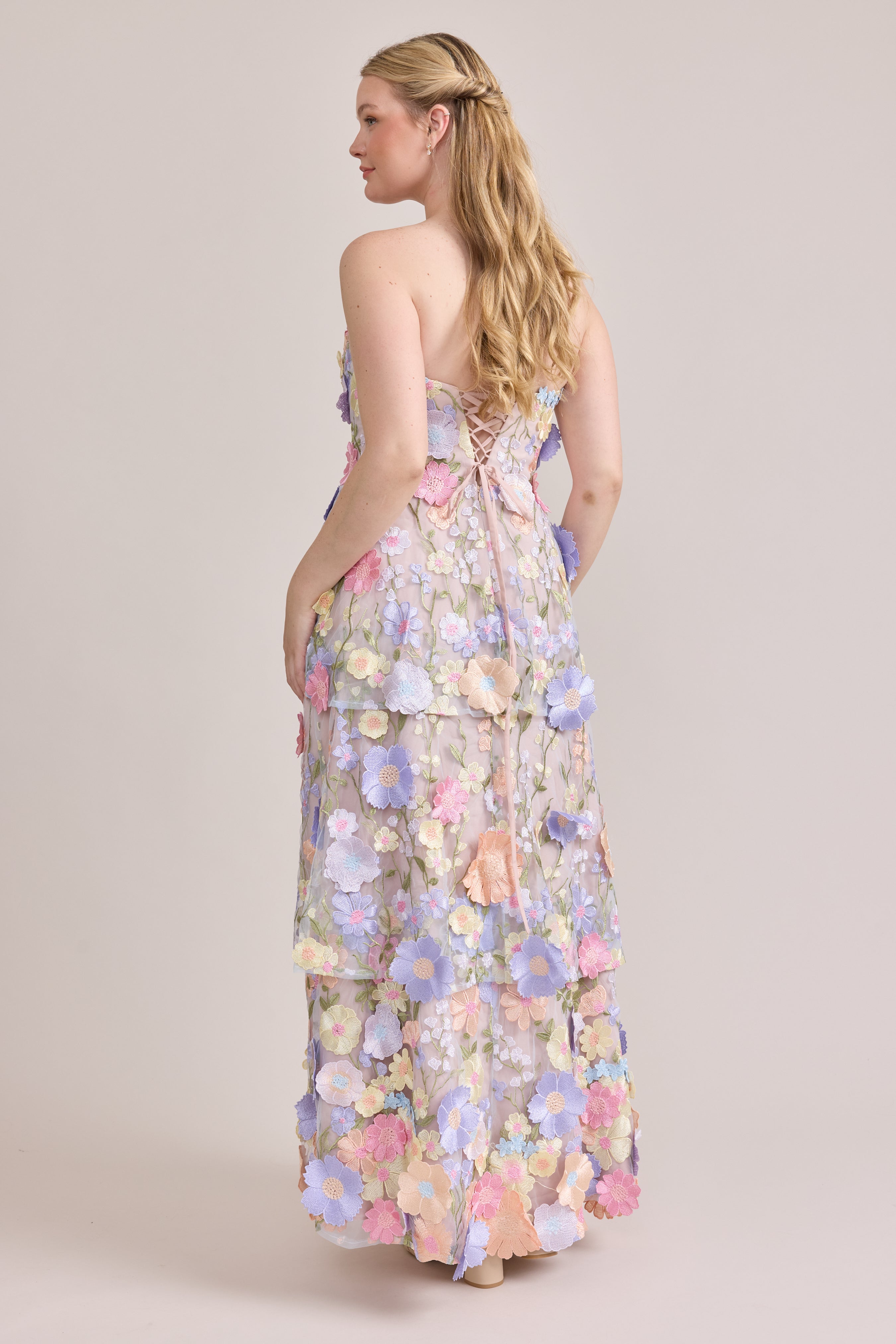 Flora Appliqué Dress Pastel Multi