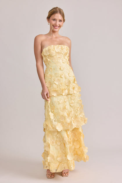 Flora Appliqué Dress | Yellow