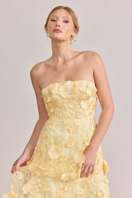 Flora Appliqué Dress | Yellow