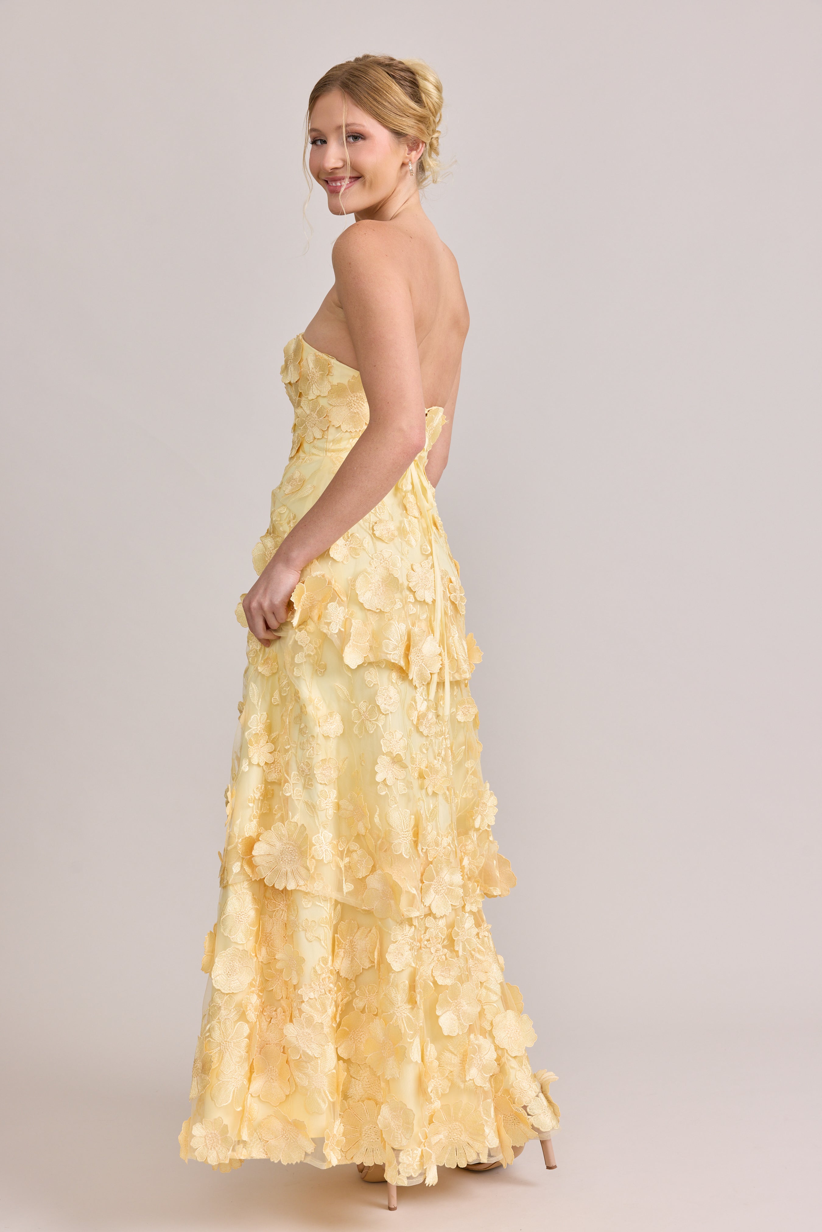 Flora Appliqu Dress Yellow | Ready To Ship 10 / 43"
