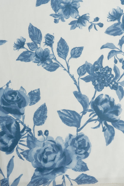 Chiffon Floral Print Fabric By Yard | Dusty Blue Bouquet