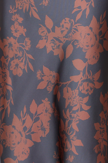 Jade Satin Floral Print Dress | Made To Order | Mahogany Bouquet