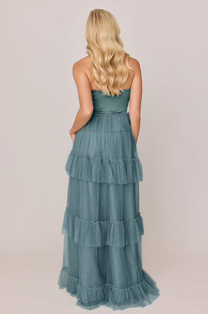 Frankie Convertible Satin + Tulle Dress | Made To Order | Eucalyptus Satin / Eucalyptus Tulle