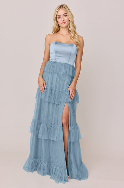 Frankie Convertible Satin + Tulle Dress | Made To Order | French Blue Satin / French Blue Tulle