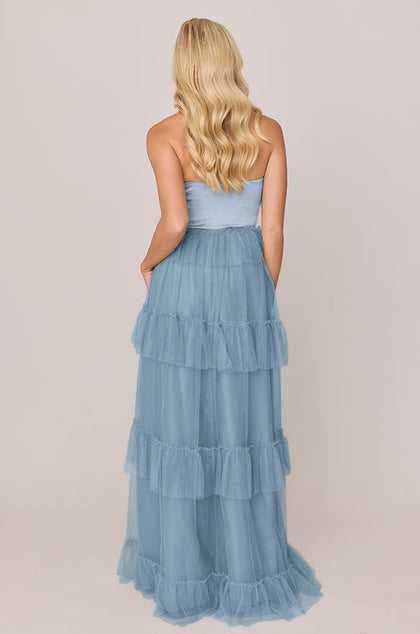 Frankie Convertible Satin + Tulle Dress | Made To Order | French Blue Satin / French Blue Tulle