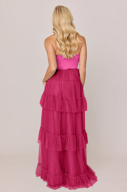 Frankie Convertible Satin + Tulle Dress | Made To Order | Malibu Pink Satin / Malibu Pink Tulle