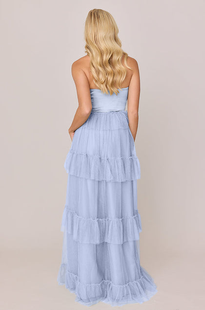 Frankie Convertible Satin + Tulle Dress | Made To Order | Periwinkle Satin / Periwinkle Tulle