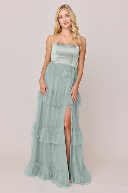Frankie Convertible Satin + Tulle Dress | Made To Order | Sage Satin / Sage Tulle