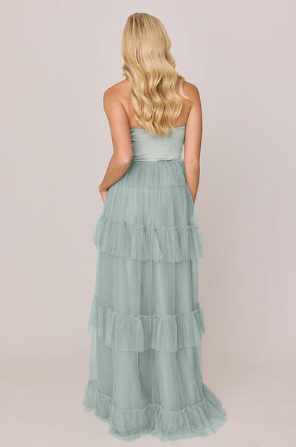 Frankie Convertible Satin + Tulle Dress | Made To Order | Sage Satin / Sage Tulle