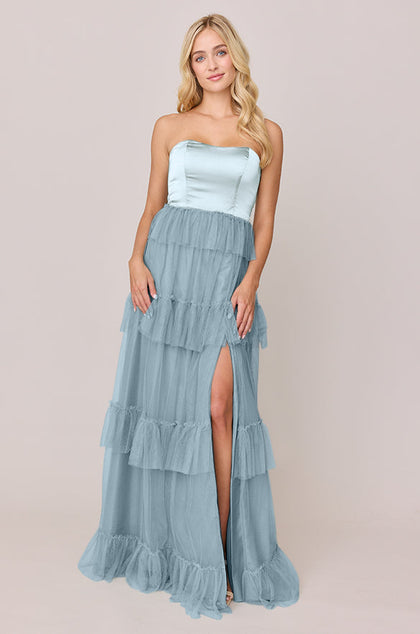 Frankie Convertible Satin + Tulle Dress | Made To Order | Sky Blue Satin / Sky Blue Tulle