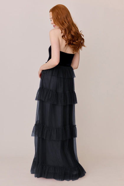 Frankie Convertible Velvet + Tulle Dress | Made To Order | Black Velvet / Black Tulle