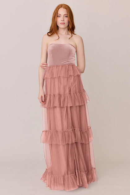 Frankie Convertible Velvet + Tulle Dress | Made To Order | Blush Velvet / Desert Rose Tulle