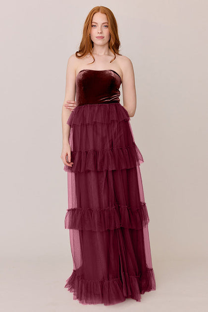 Frankie Convertible Velvet + Tulle Dress | Made To Order | Burgundy Velvet / Cabernet Tulle
