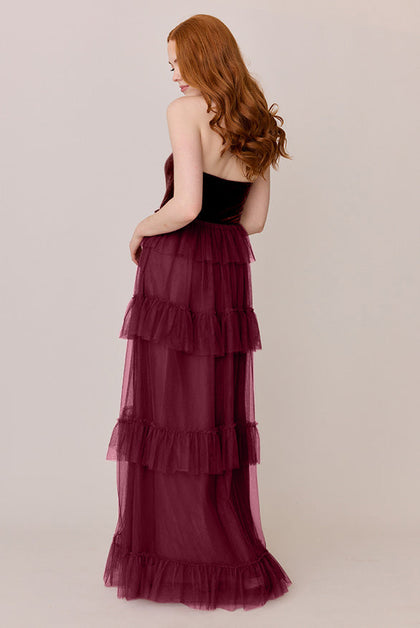 Frankie Convertible Velvet + Tulle Dress | Made To Order | Burgundy Velvet / Cabernet Tulle