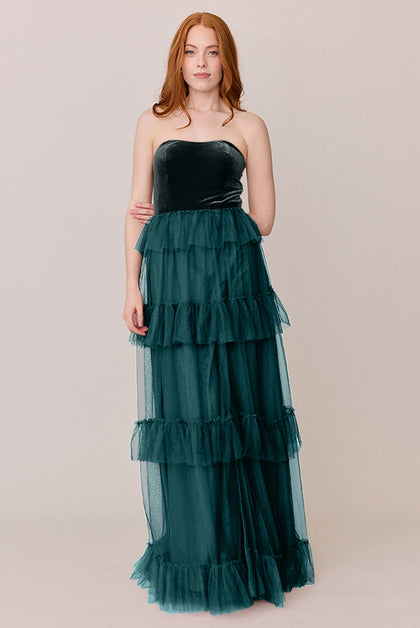 Frankie Convertible Velvet + Tulle Dress | Made To Order | Classic Emerald Velvet / Classic Emerald Tulle