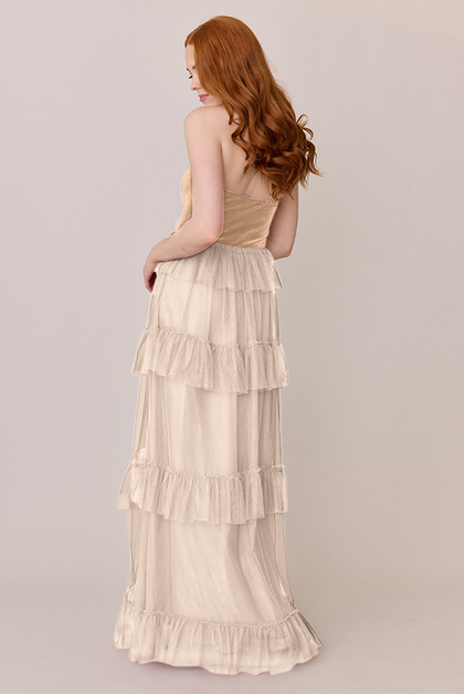 Frankie Convertible Velvet + Tulle Dress | Made To Order | Gold Champagne Velvet / Champagne Tulle