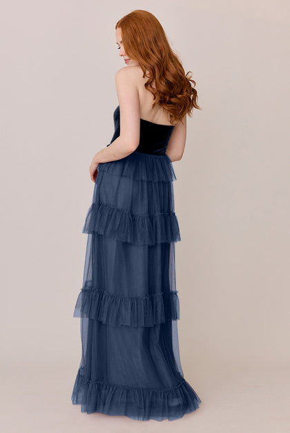 Frankie Convertible Velvet + Tulle Dress | Made To Order | Royal Blue Velvet / Navy Tulle