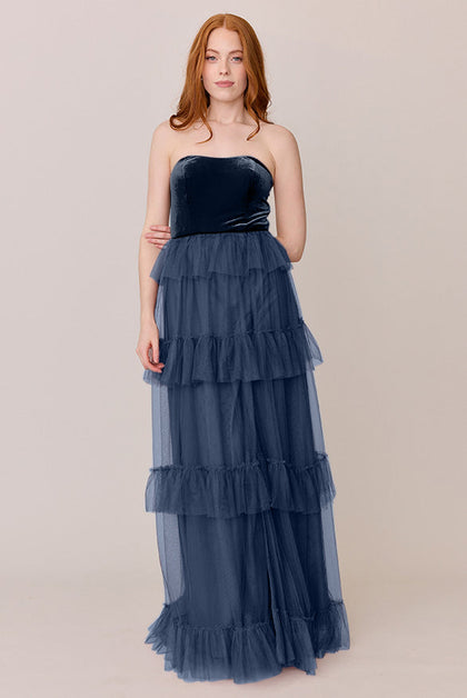 Frankie Convertible Velvet + Tulle Dress | Made To Order | Royal Blue Velvet / Navy Tulle
