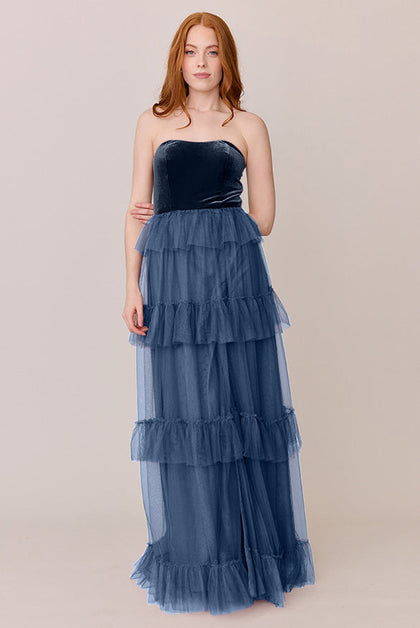 Frankie Convertible Velvet + Tulle Dress | Made To Order | Royal Blue Velvet / Romantic Blue Tulle