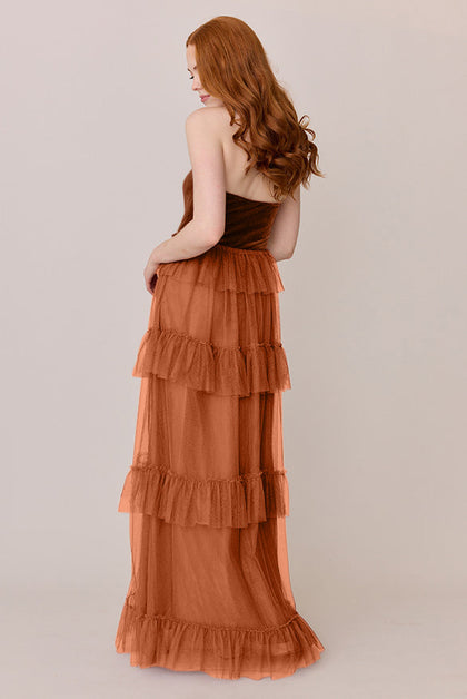 Frankie Convertible Velvet + Tulle Dress | Made To Order | Rust Velvet / Rust Tulle