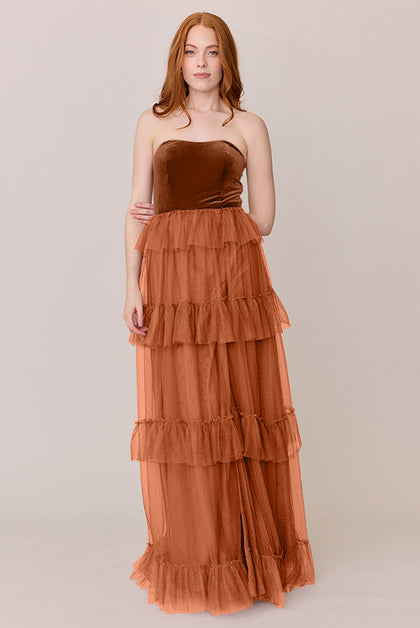 Frankie Convertible Velvet + Tulle Dress | Made To Order | Rust Velvet / Rust Tulle