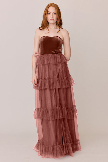 Frankie Convertible Velvet + Tulle Dress | Made To Order | Terracotta Velvet / Cinnamon Rose Tulle