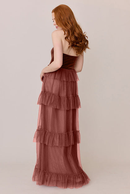 Frankie Convertible Velvet + Tulle Dress | Made To Order | Terracotta Velvet / Cinnamon Rose Tulle