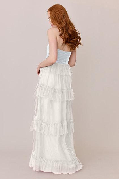 Frankie Convertible Velvet + Tulle Dress | Made To Order | White Pearl Velvet / White Pearl Tulle