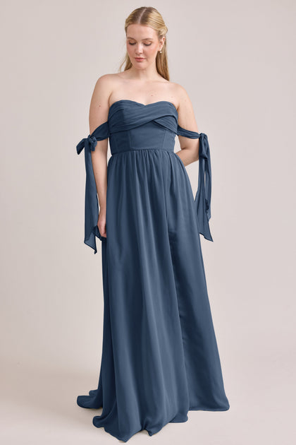 Genevieve Convertible Chiffon Dress | Made To Order | Dusty Blue