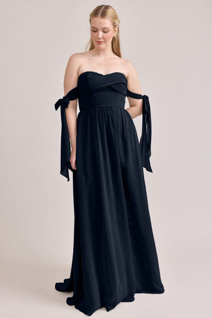 Genevieve Convertible Chiffon Dress | Made To Order | Navy Blue