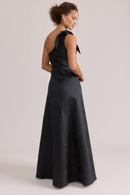 Georgina Jacquard Dress | Made To Order | Black