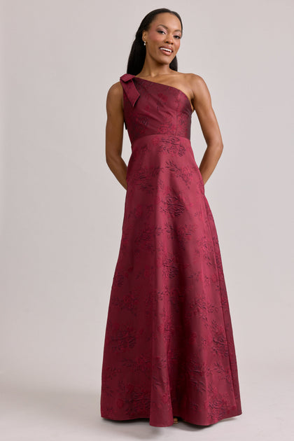 Georgina Jacquard Dress | Made To Order | Cabernet