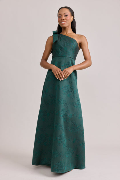 Georgina Jacquard Dress | Made To Order | Classic Emerald