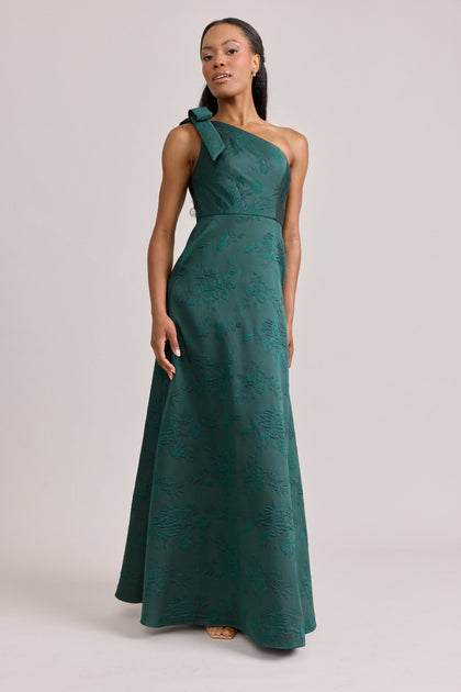 Georgina Jacquard Dress | Made To Order | Classic Emerald