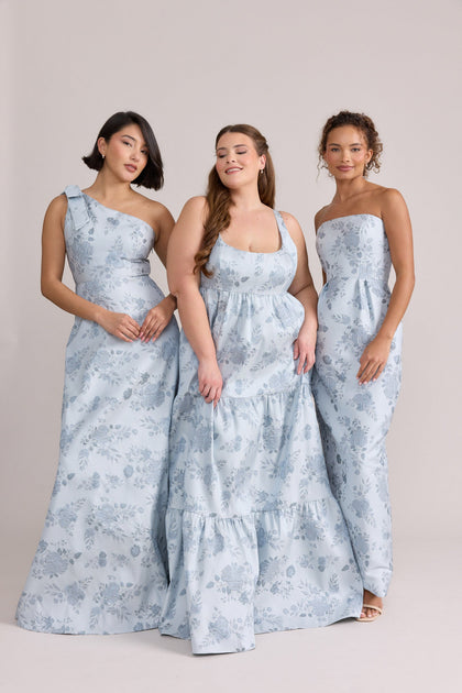 Georgina Jacquard Dress | Made To Order | Sky Blue