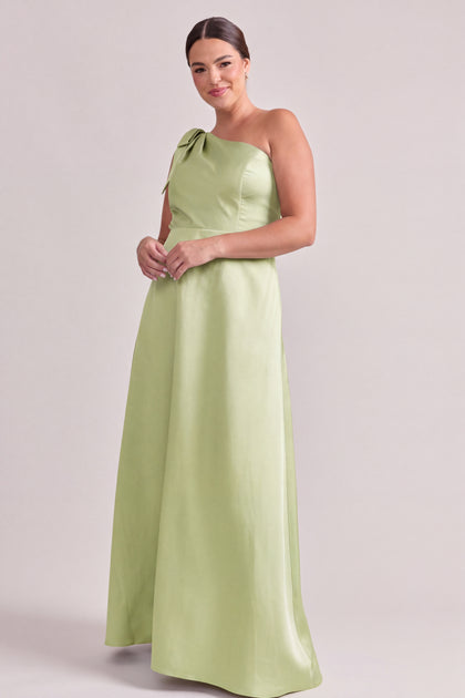 Georgina Luxe Sateen Dress | Matcha