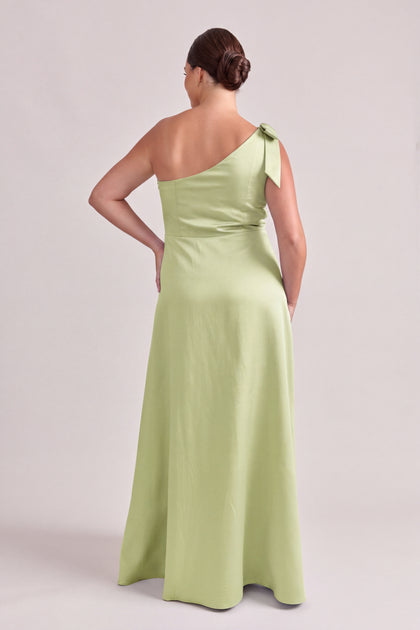 Georgina Luxe Sateen Dress | Matcha