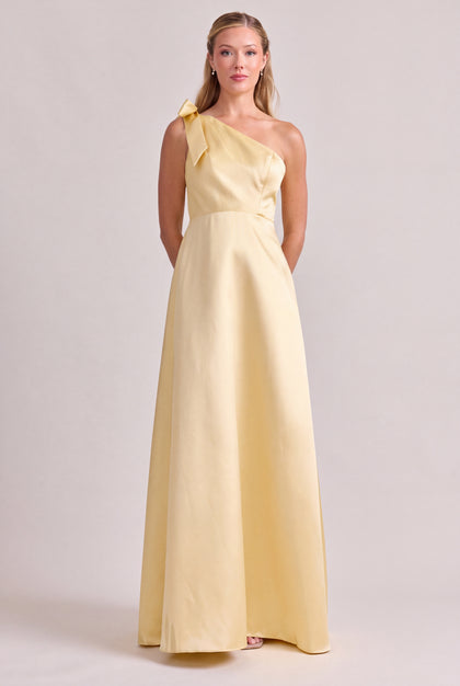 Georgina Mikado Dress | Butter Yellow