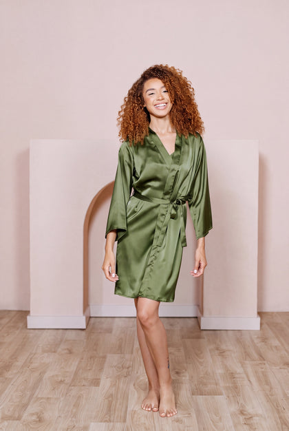Getting Ready Satin Robe | Made To Order - Fern