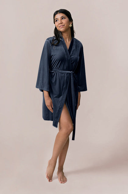Getting Ready Velvet Robe | Made To Order - Royal Blue