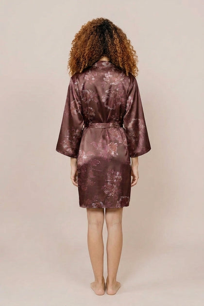 Getting Ready Satin Floral Print Robe | Mahogany Blooms