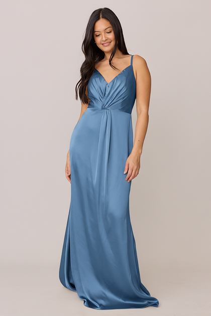 Giada Satin Dress | Made To Order | True Blue