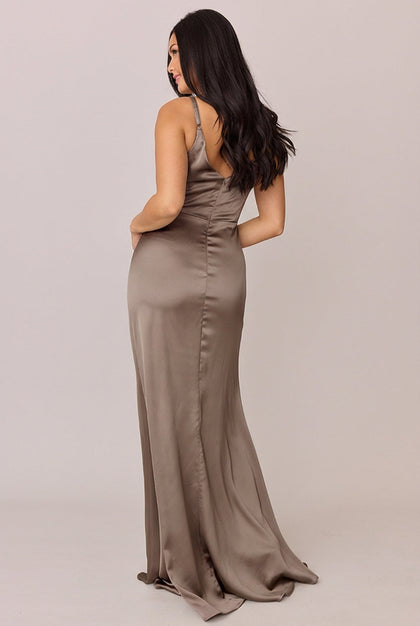 Giada Satin Dress | Made To Order | Truffle
