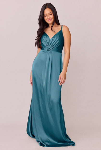 Giada Satin Dress | Made To Order | Turquoise
