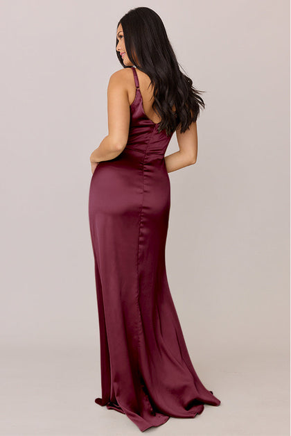 Giada Satin Dress | Made To Order | Cabernet