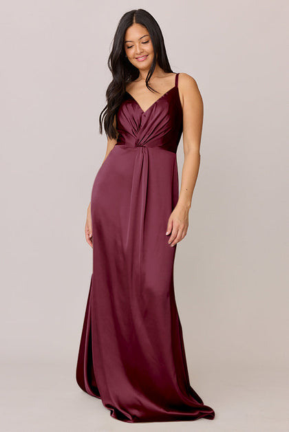 Giada Satin Dress | Made To Order | Cabernet