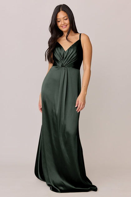 Giada Satin Dress | Made To Order | Deep Olive