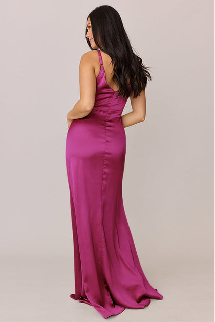 Giada Satin Dress | Made To Order | Fuchsia