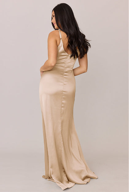 Giada Satin Dress | Made To Order | Honey Beige