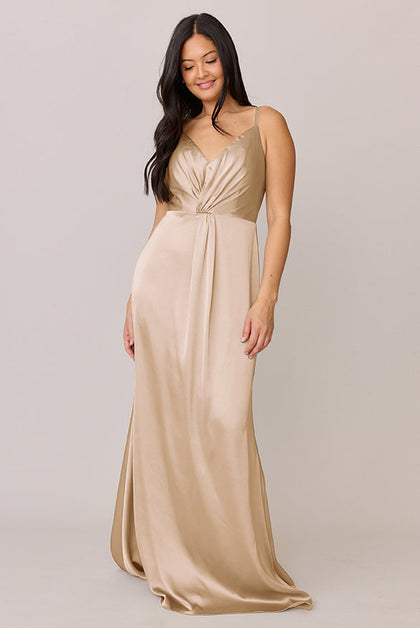 Giada Satin Dress | Made To Order | Honey Beige